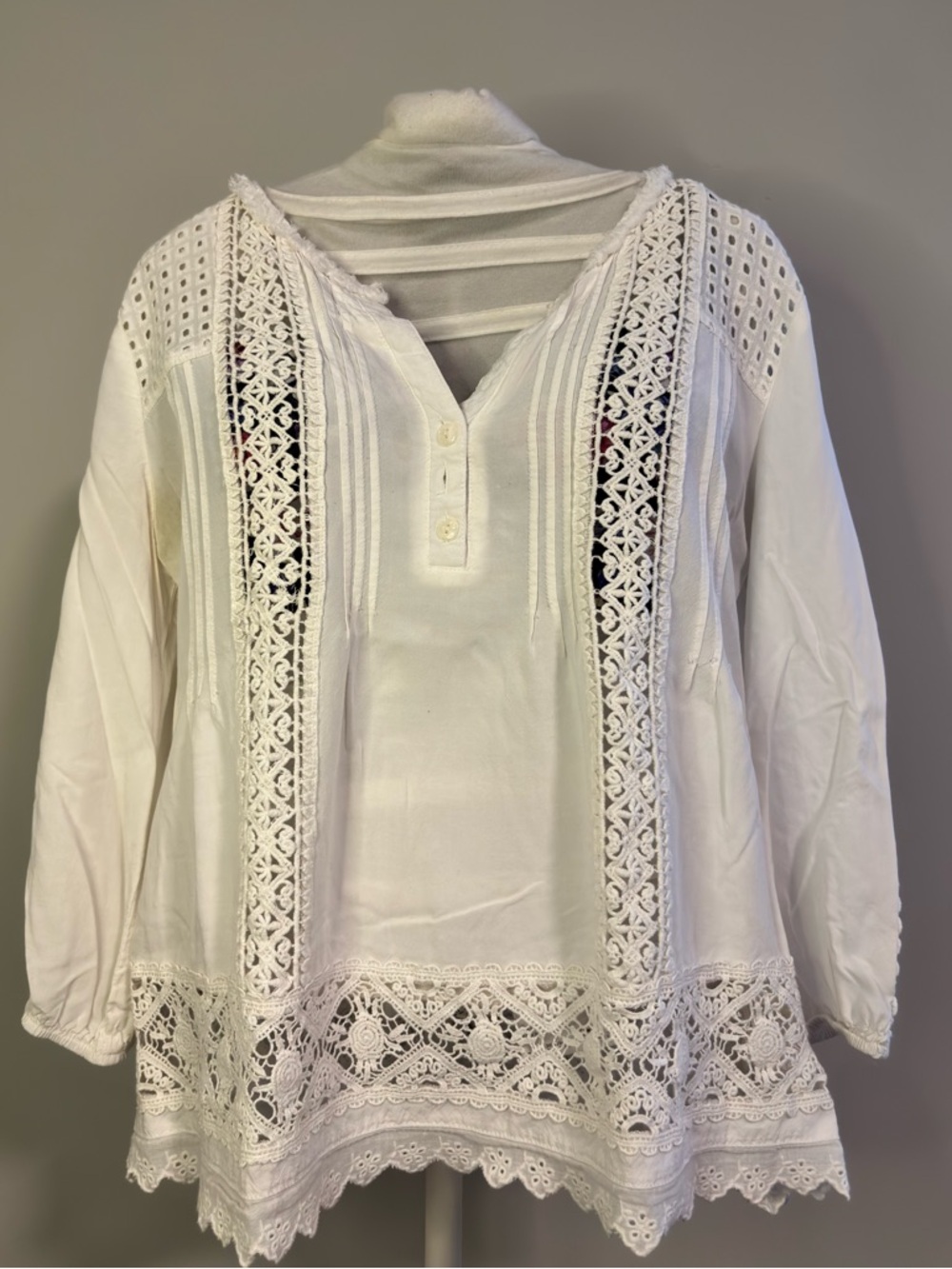 Solitaire White Crochet-Trim Boho Tunic